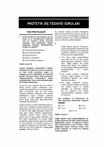 DUS Akademi Soru ( 2.Baskı ) PROTETİK DİŞ