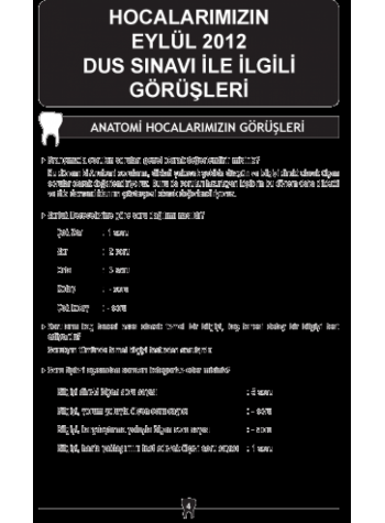 EYLÜL 2012 DUS SORULARI ve Detaylı Açıklamaları EYLÜL 2012 DUS SORULARI ve Detaylı Açıklamaları