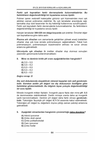 DUS SORULARI - ÖSYM'nin Orijinal EYLÜL 2013 DUS SORULARI - ÖSYM'nin Orijinal EYLÜL 2013