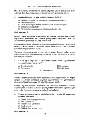 DUS SORULARI - ÖSYM'nin Orijinal EYLÜL 2013 DUS SORULARI - ÖSYM'nin Orijinal EYLÜL 2013