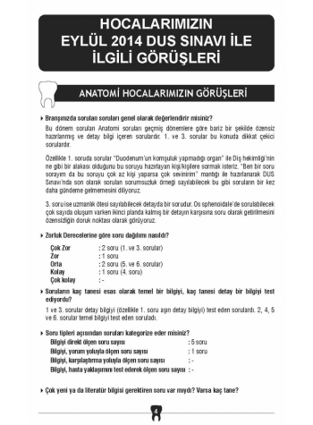 DUS SORULARI - ÖSYM'nin Orijinal EYLÜL 2014 DUS SORULARI - ÖSYM'nin Orijinal EYLÜL 2014