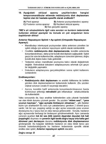 DUS SORULARI - ÖSYM'nin Orijinal İlkbahar 2025