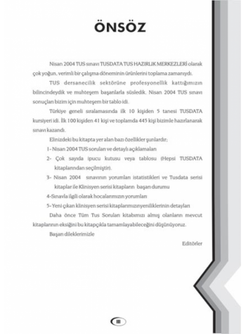 Nisan 2004 Açıklamalı Tus Soruları Nisan 2004 Açıklamalı Tus Soruları