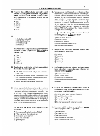 YDUS AÇKLM.10 DENEME SINAVLARI - DAHİLİYE