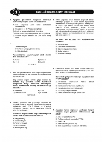 24 Açıklamalı Deneme Serisi - Patoloji 24 Açıklamalı Deneme Serisi - Patoloji