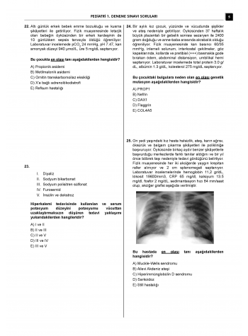 24 Açıklamalı Deneme Serisi - Pediatri