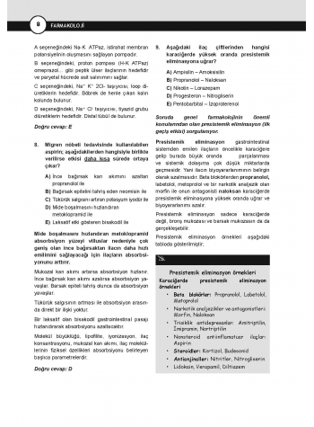 DUS Miadent Soruları ( 7.Baskı ) Farmakoloji