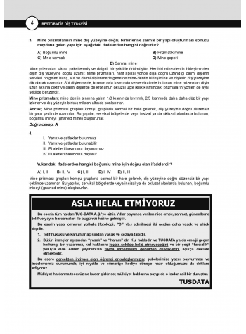 DUS Miadent Soruları ( 8.Baskı ) Restoratif Diş DUS Miadent Soruları ( 8.Baskı ) Restoratif Diş