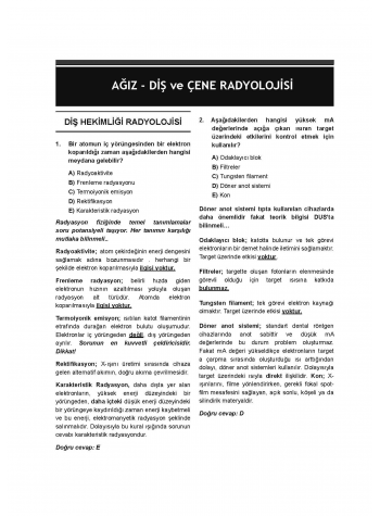 DUS Prodent Soruları ( 10.Baskı ) Ağız Radyolojisi