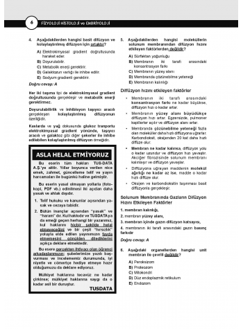 DUS Prodent Soruları ( 10.Baskı ) Fizyoloji