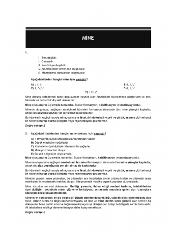 DUS Prodent Soruları ( 10.Baskı ) Restoratif Diş DUS Prodent Soruları ( 10.Baskı ) Restoratif Diş
