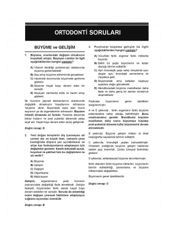 DUS Prodent Soruları ( 9.Baskı ) Ortodonti