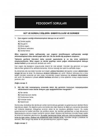 DUS Prodent Soruları ( 9.Baskı ) Pedodonti