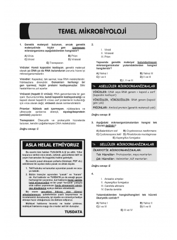 Prospektus Soruları Mikrobiyoloji Prospektus Soruları Mikrobiyoloji