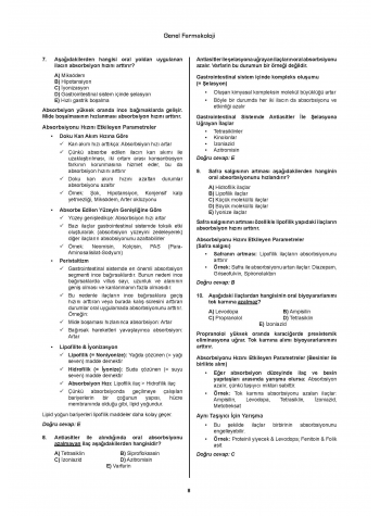 Prospektus Soruları Altun Farmakoloji ( 6.Baskı )