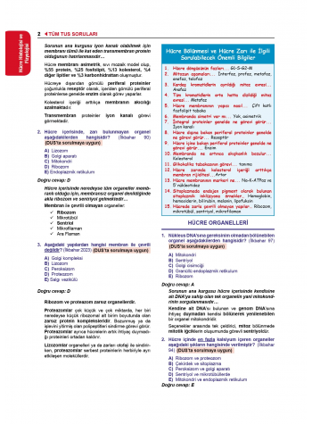 Tüm Tus Soruları ( 34.Baskı ) Fizyoloji Tüm Tus Soruları ( 34.Baskı ) Fizyoloji