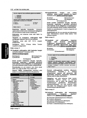 Tüm TUS Soruları ( 35.Baskı ) Farmakoloji Tüm TUS Soruları ( 35.Baskı ) Farmakoloji